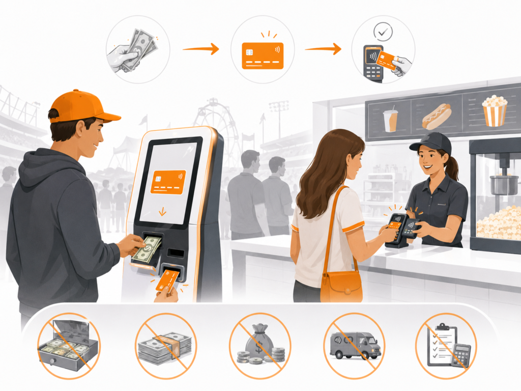 cash to card kiosks illustration in concessions